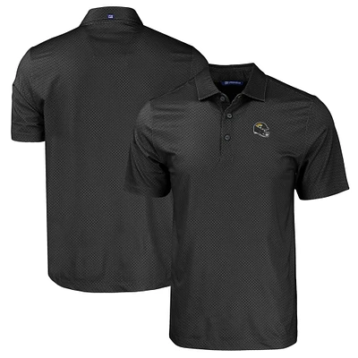 Men's Cutter & Buck Black Jacksonville Jaguars Helmet Big & Tall Pike Eco Tonal Geo Print Stretch Recycled Polo