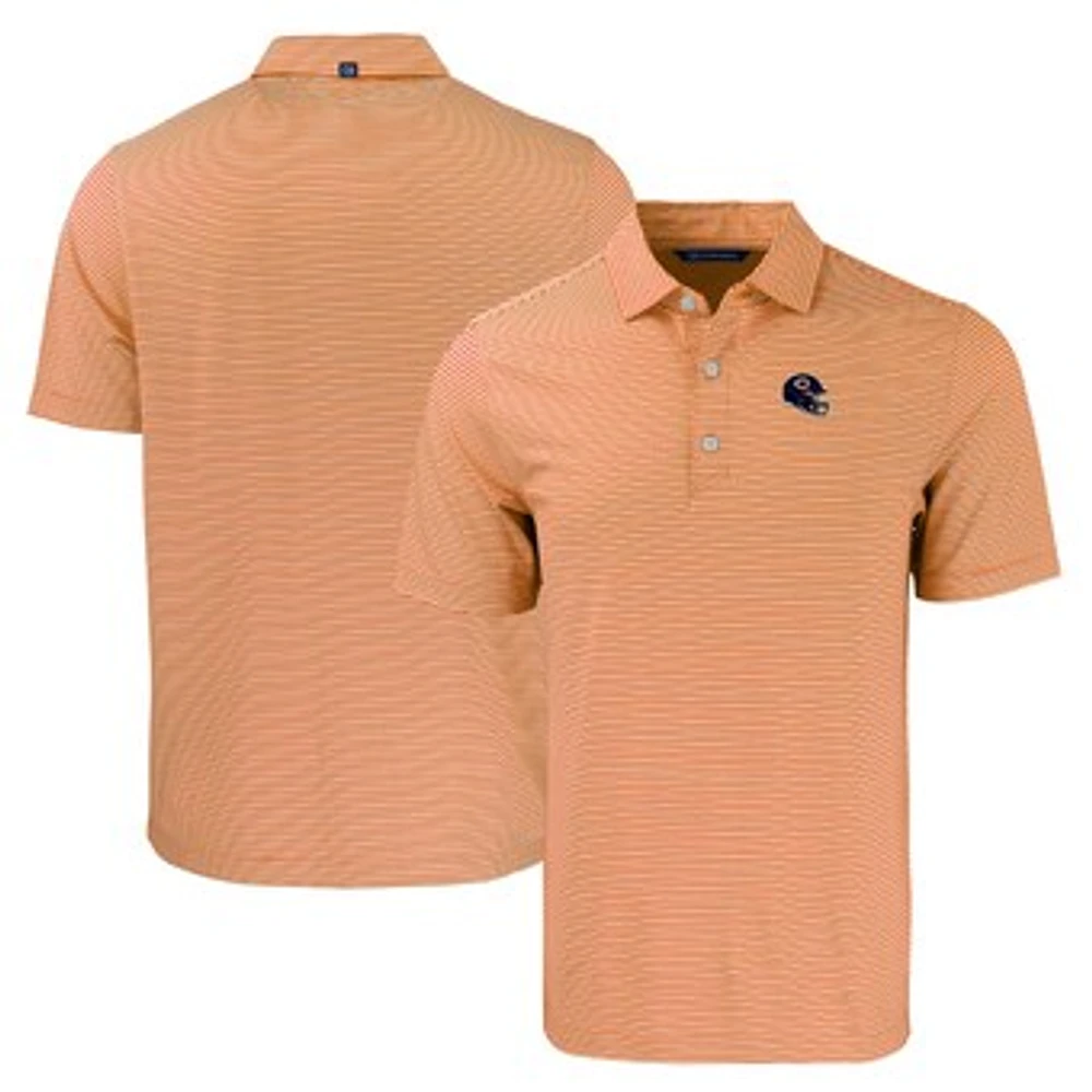Men's Cutter & Buck Orange Chicago Bears Helmet Forge Eco Double Stripe Stretch Recycled Polo