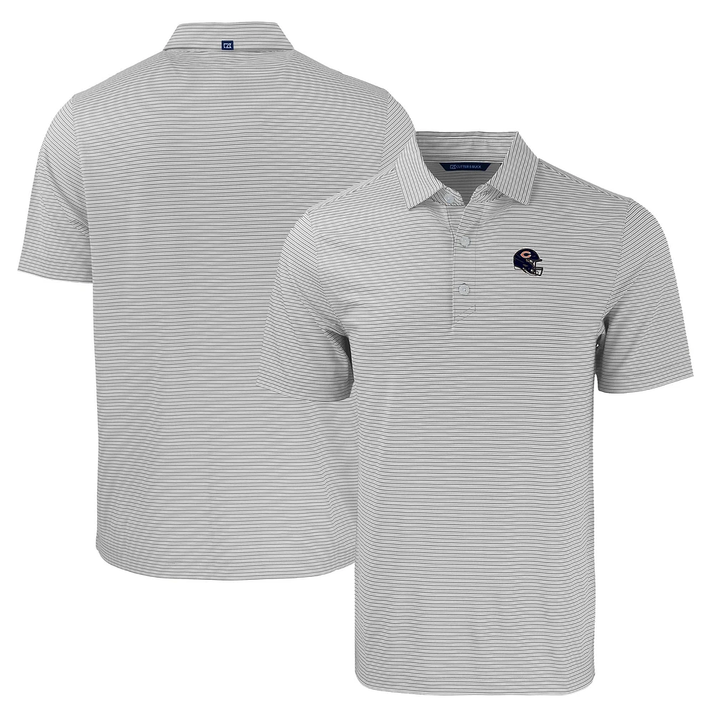 Men's Cutter & Buck Gray/White Chicago Bears Helmet Forge Eco Double Stripe Stretch Recycled Polo