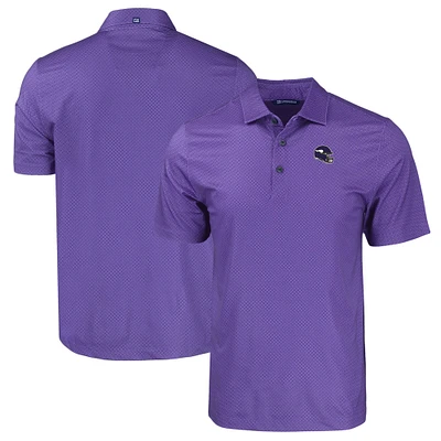 Men's Cutter & Buck Purple Minnesota Vikings Helmet Big & Tall Pike Eco Tonal Geo Print Stretch Recycled Polo