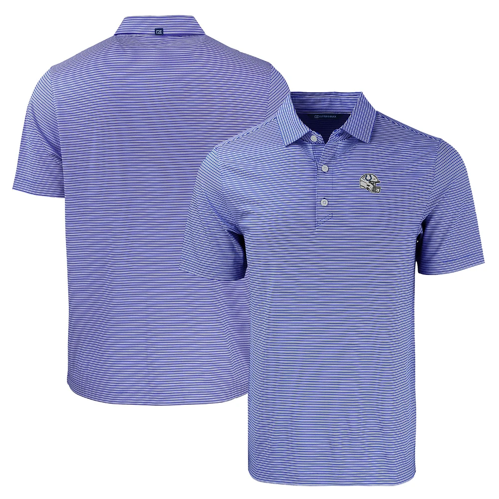 Men's Cutter & Buck Royal Indianapolis Colts Helmet Forge Eco Double Stripe Stretch Recycled Polo