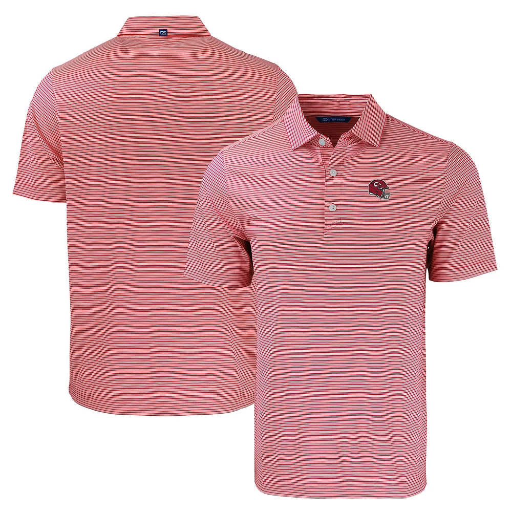 Men's Cutter & Buck Red/White Kansas City Chiefs Helmet Forge Eco Double Stripe Stretch Recycled Polo