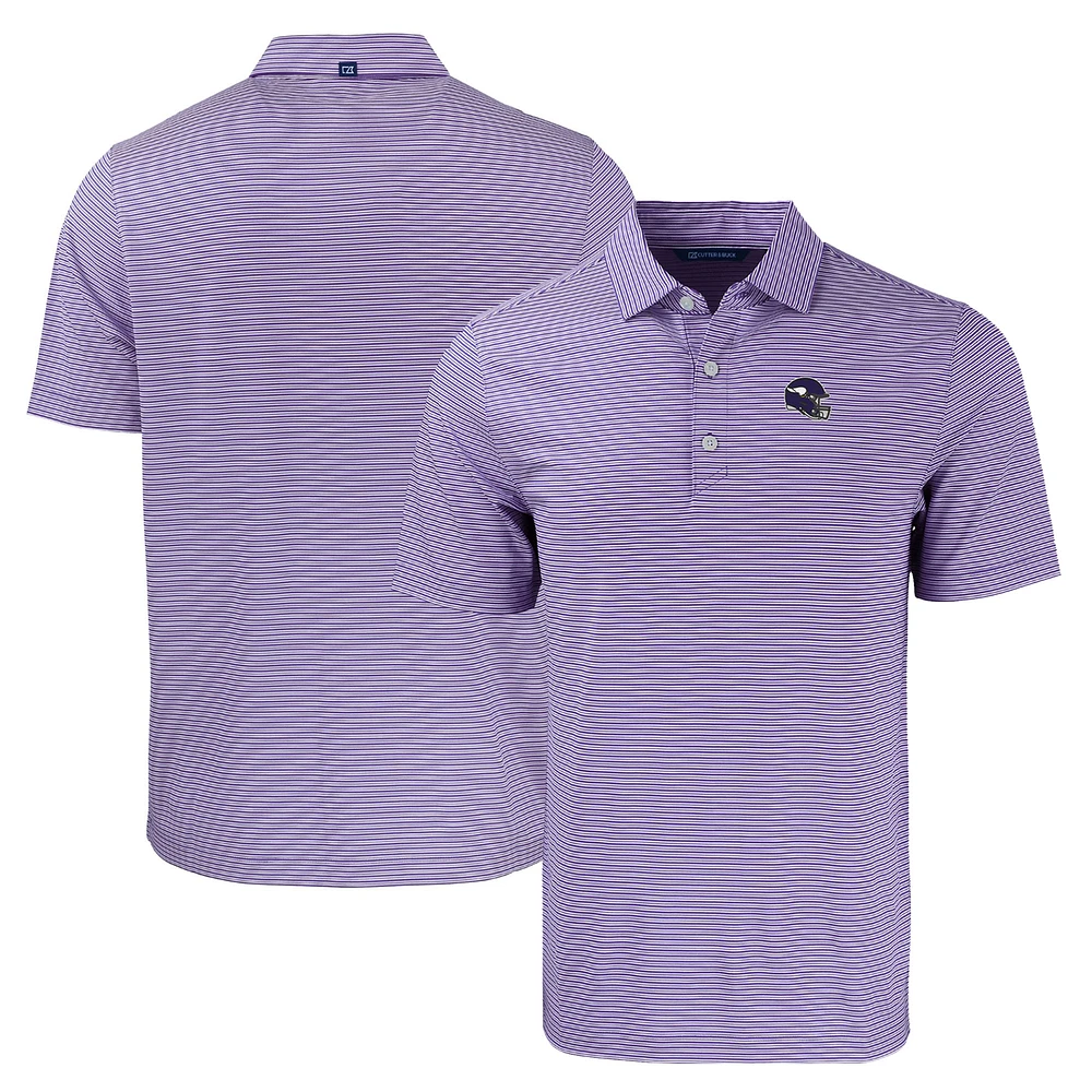 Men's Cutter & Buck Purple/Purple Minnesota Vikings Helmet Forge Eco Double Stripe Stretch Recycled Polo