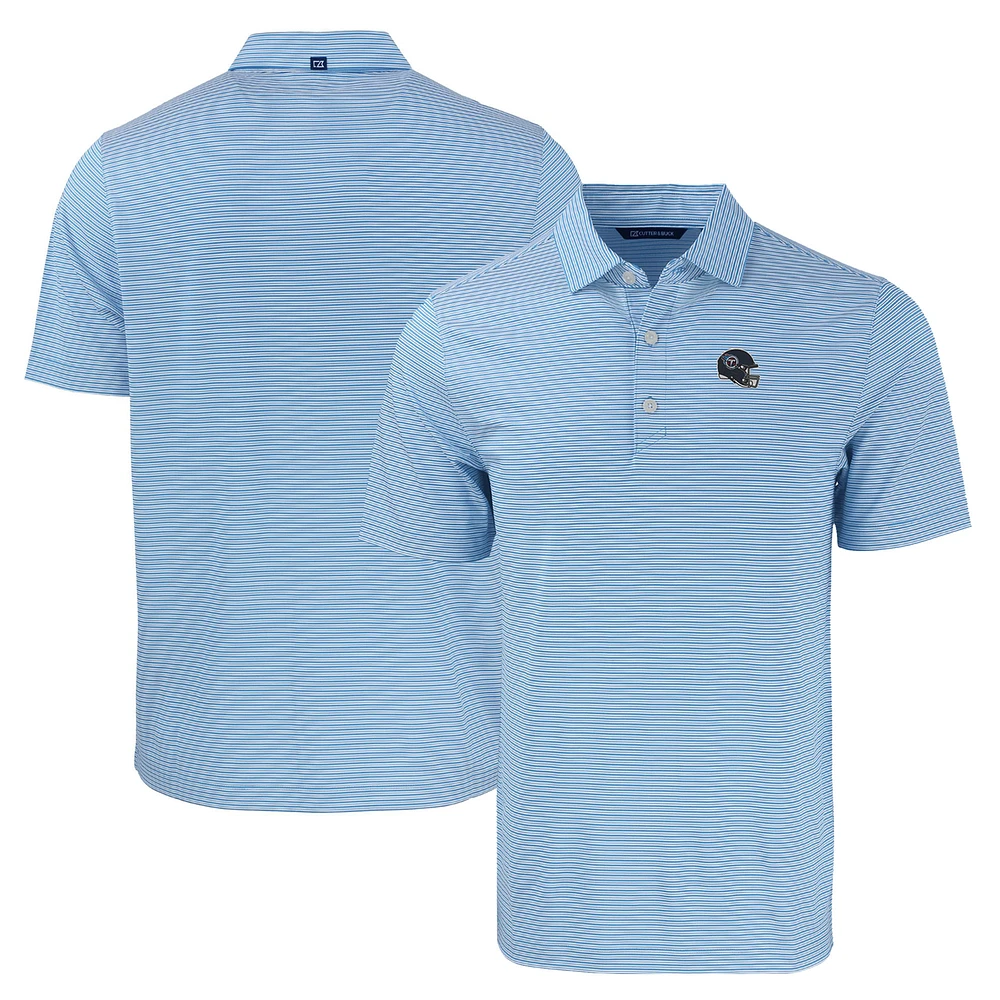 Men's Cutter & Buck Light Blue Tennessee Titans Helmet Forge Eco Double Stripe Stretch Recycled Polo