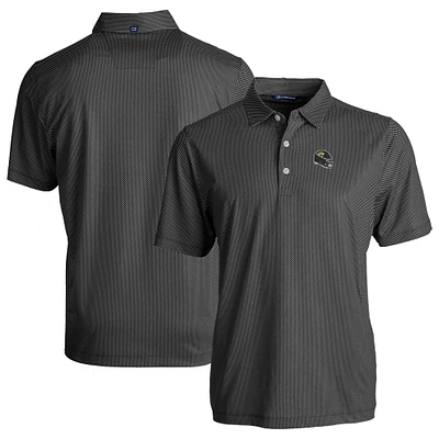 Men's Cutter & Buck Black/White Jacksonville Jaguars Helmet Big & Tall Pike Eco Symmetry Print Stretch Recycled Polo