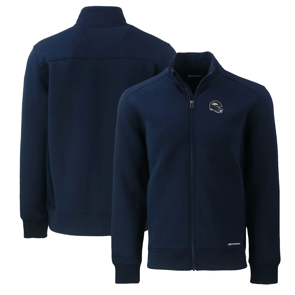 Men's Cutter & Buck Navy Denver Broncos Helmet Roam Eco Recycled Full-Zip Jacket