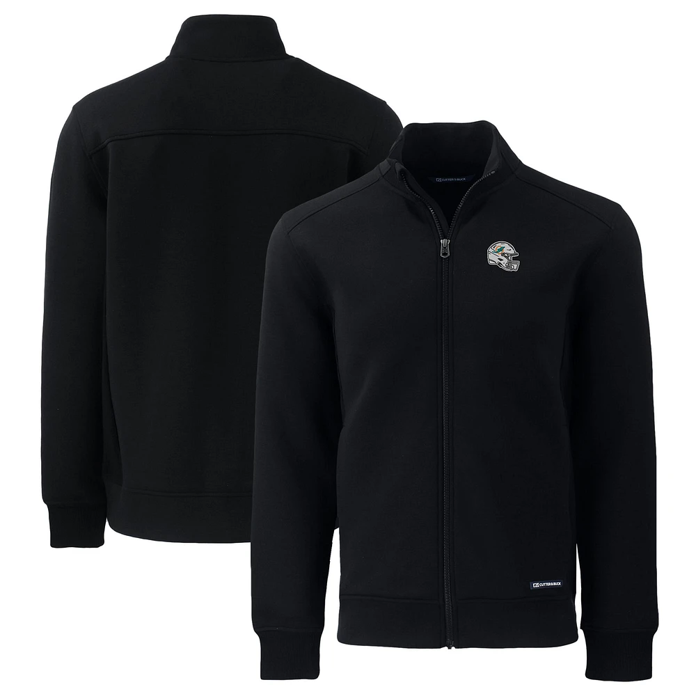 Men's Cutter & Buck Black Miami Dolphins Helmet Roam Eco Recycled Full-Zip Jacket
