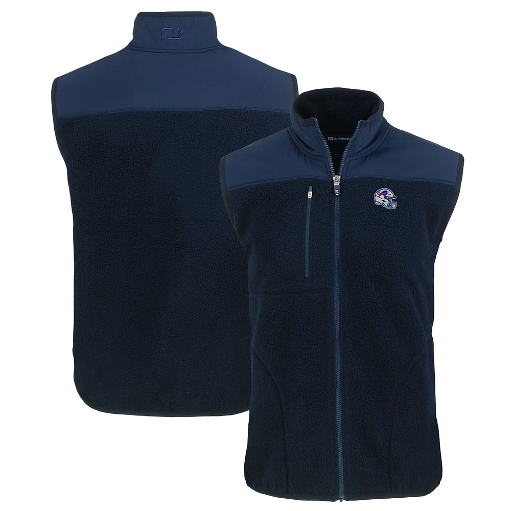 Men's Cutter & Buck Navy Buffalo Bills Helmet Big Tall Cascade Eco Sherpa Fleece Full-Zip Vest