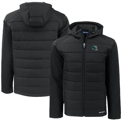 Men's Cutter & Buck Black Philadelphia Eagles Helmet Big Tall Evoke Hybrid Eco Softshell Recycled Full-Zip Jacket