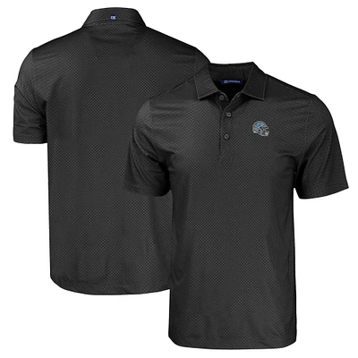 Men's Cutter & Buck Black Detroit Lions Helmet Big Tall Pike Eco Tonal Geo Print Stretch Recycled Polo