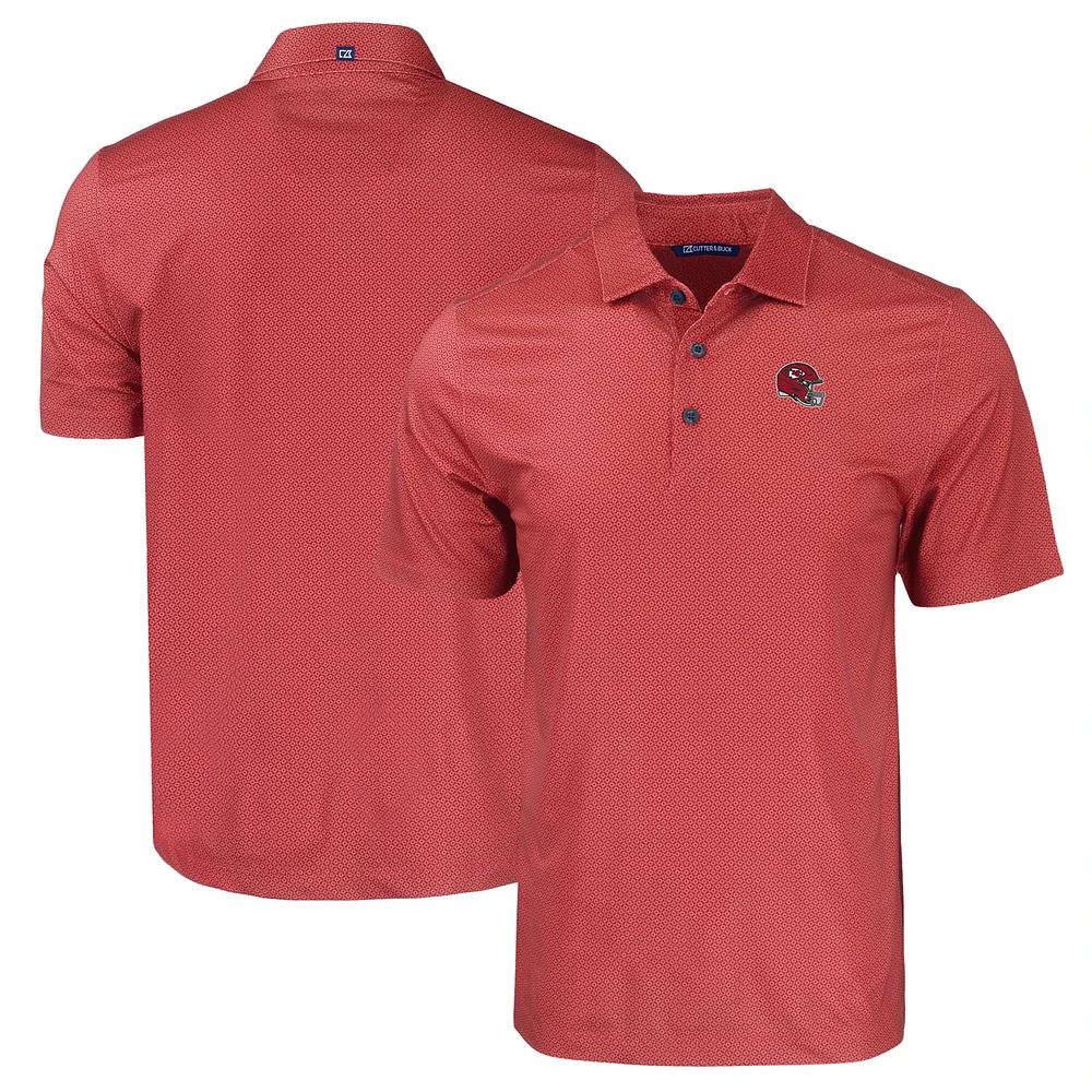 Men's Cutter & Buck Red Kansas City Chiefs Helmet Big Tall Pike Eco Tonal Geo Print Stretch Recycled Polo