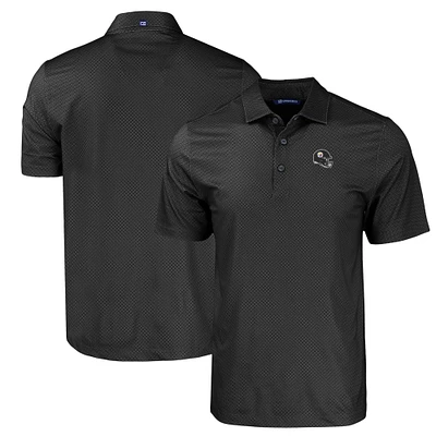 Men's Cutter & Buck Black Pittsburgh Steelers Helmet Big & Tall Pike Eco Tonal Geo Print Stretch Recycled Polo