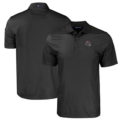Men's Cutter & Buck Black Tampa Bay Buccaneers Helmet Big Tall Pike Eco Tonal Geo Print Stretch Recycled Polo