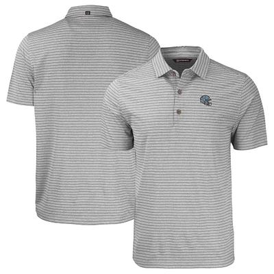 Men's Cutter & Buck Heather Gray Detroit Lions Helmet Big & Tall Forge Eco Heather Stripe Stretch Recycled Polo