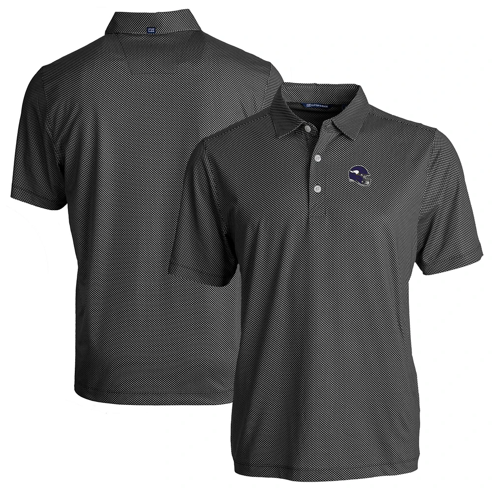 Men's Cutter & Buck Black Minnesota Vikings Helmet Big Tall Pike Eco Symmetry Print Stretch Recycled Polo