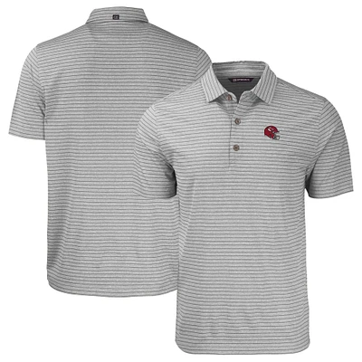 Men's Cutter & Buck Heather Gray Kansas City Chiefs Helmet Big & Tall Forge Eco Heather Stripe Stretch Recycled Polo