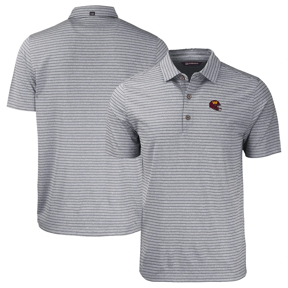 Men's Cutter & Buck Heather Black Washington Commanders Helmet Big & Tall Forge Eco Heather Stripe Stretch Recycled Polo