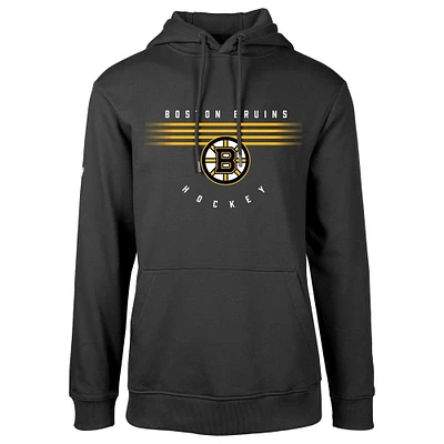 Men's Levelwear Black Boston Bruins Podium Fleece Pullover Hoodie