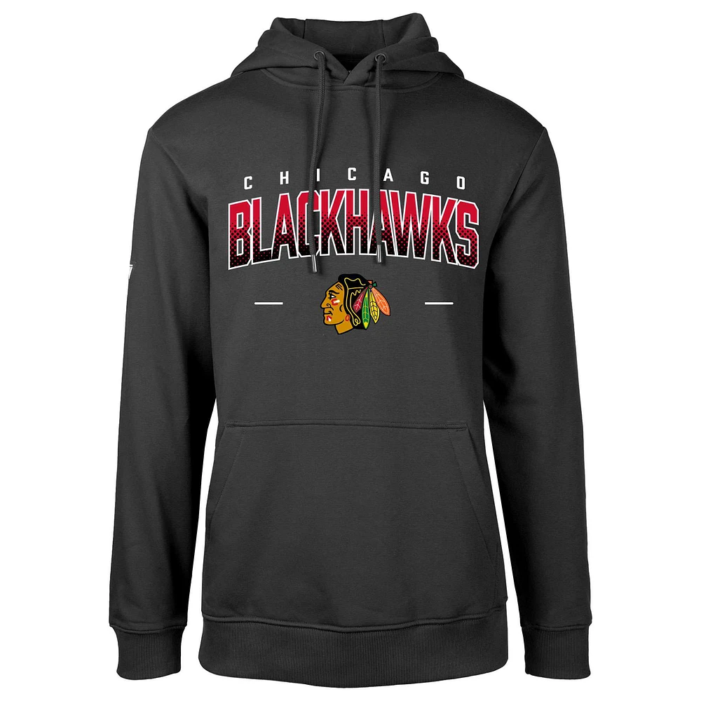 Men's Levelwear Black Chicago Blackhawks Podium Fleece Pullover Hoodie