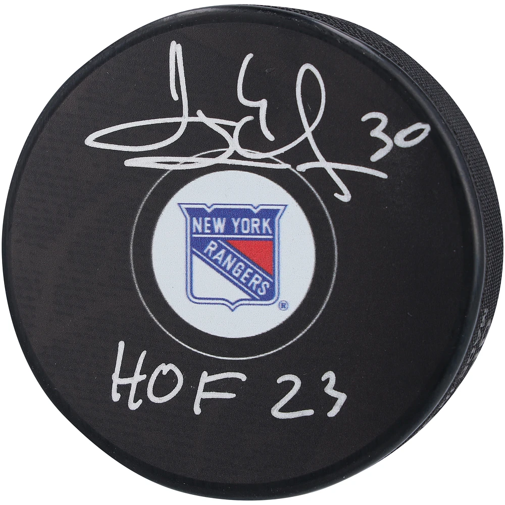 Henrik Lundqvist New York Rangers Autographed Hockey Puck with "HOF 23" Inscription