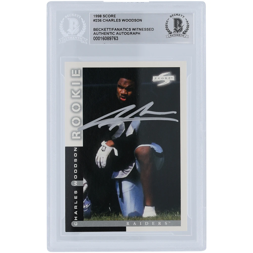 Charles Woodson Oakland Raiders Autographed 1998 Score Series 1 Silver Ink #236 Beckett Fanatics Witnessed Authenticated Rookie Card