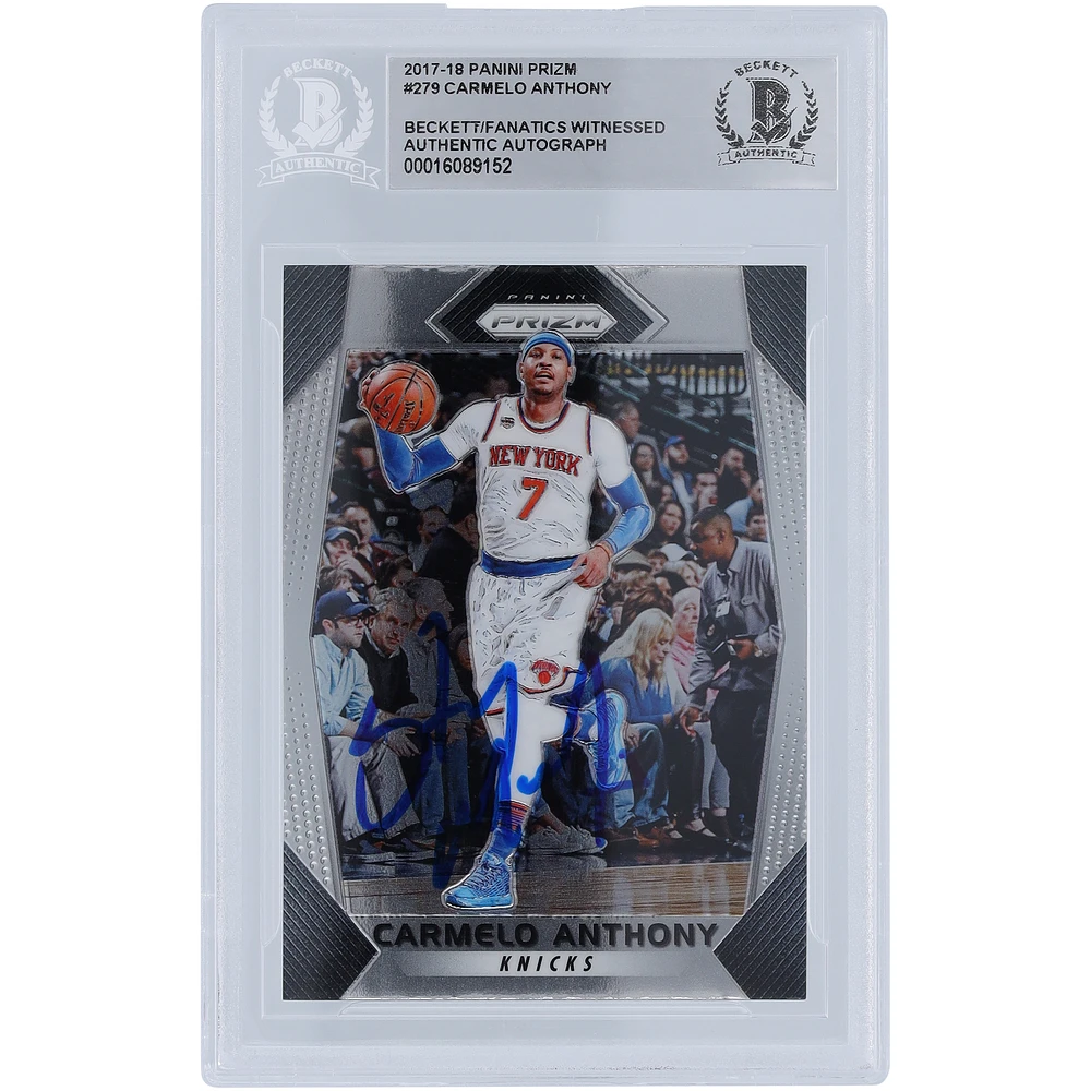 Carmelo Anthony New York Knicks Autographed 2017-18 Panini Prizm #279 Beckett Fanatics Witnessed Authenticated Card