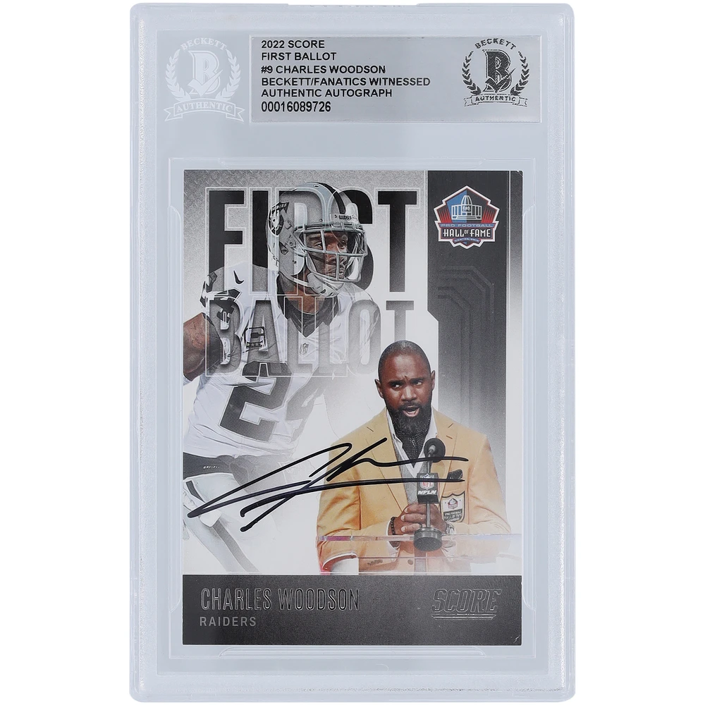 Charles Woodson Oakland Raiders Autographed 2022 Panini Score #FB-CW Beckett Fanatics Witnessed Authenticated Card