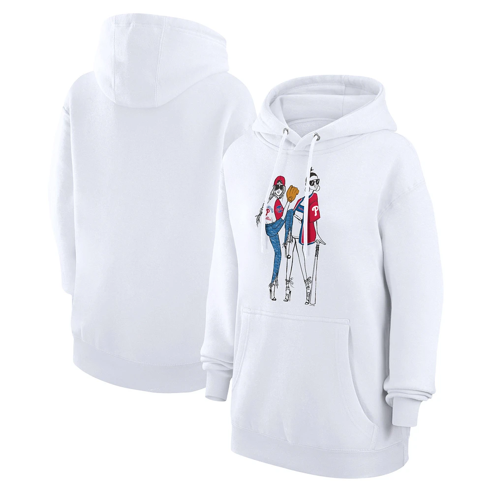 Women's G-III 4Her by Carl Banks White Philadelphia Phillies Baseball Girls Fleece Pullover Hoodie