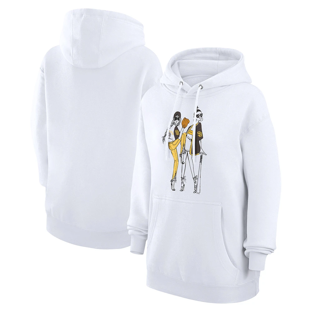 Women's G-III 4Her by Carl Banks White San Diego Padres Baseball Girls Fleece Pullover Hoodie