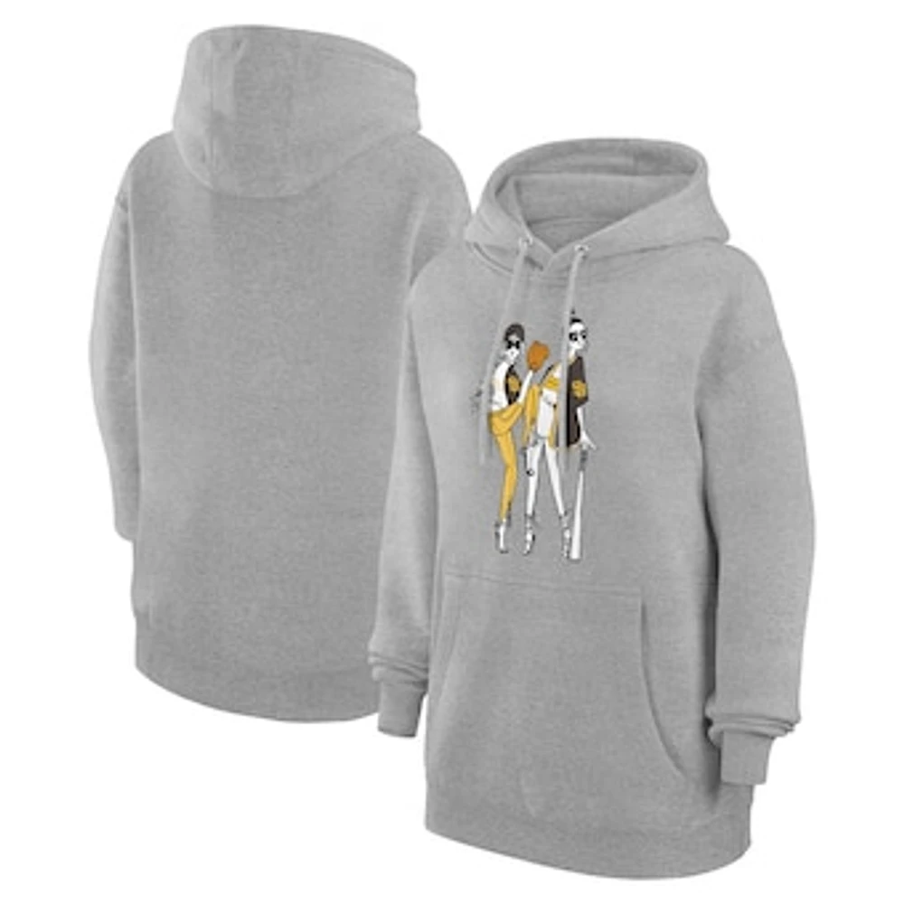 Women's G-III 4Her by Carl Banks Heather Gray San Diego Padres Baseball Girls Fleece Pullover Hoodie