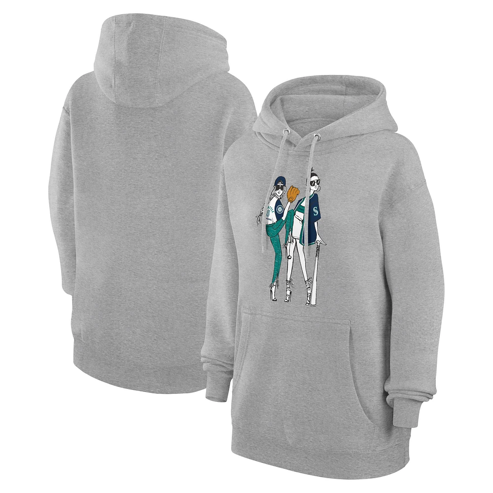 Women's G-III 4Her by Carl Banks Heather Gray Seattle Mariners Baseball Girls Fleece Pullover Hoodie