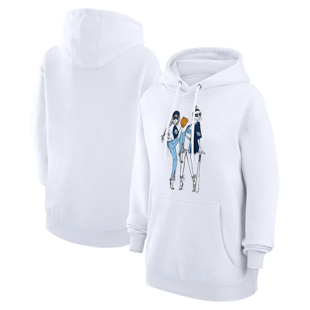 Women's G-III 4Her by Carl Banks White Tampa Bay Rays Baseball Girls Fleece Pullover Hoodie
