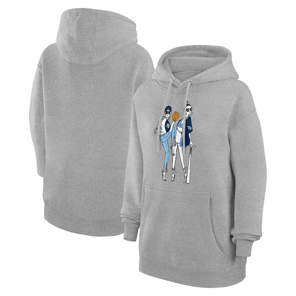 Women's G-III 4Her by Carl Banks Heather Gray Tampa Bay Rays Baseball Girls Fleece Pullover Hoodie