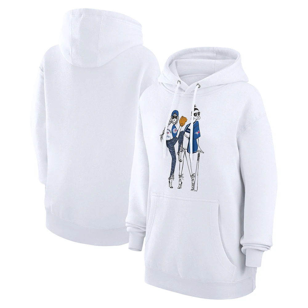Women's G-III 4Her by Carl Banks White Toronto Blue Jays Baseball Girls Fleece Pullover Hoodie