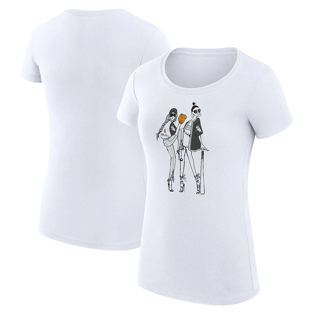 Women's G-III 4Her by Carl Banks White Chicago Sox Super-Slim Fit Lightweight Baseball Girls T-Shirt