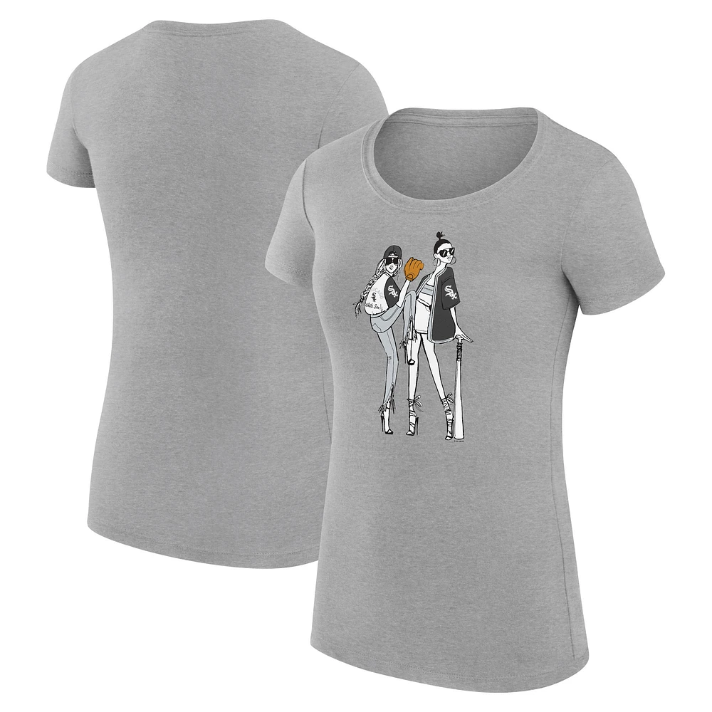 Women's G-III 4Her by Carl Banks Heather Gray Chicago White Sox Super-Slim Fit Lightweight Baseball Girls T-Shirt