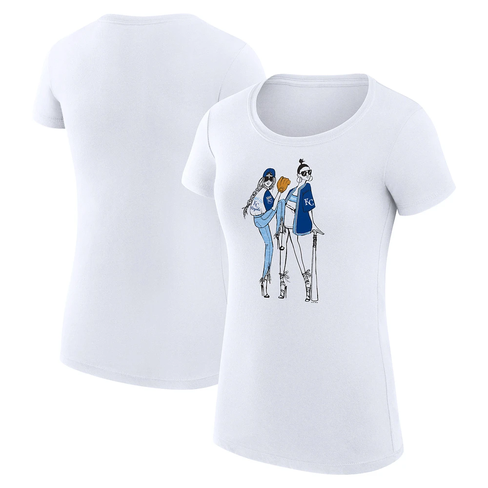 Women's G-III 4Her by Carl Banks White Kansas City Royals Super-Slim Fit Lightweight Baseball Girls T-Shirt