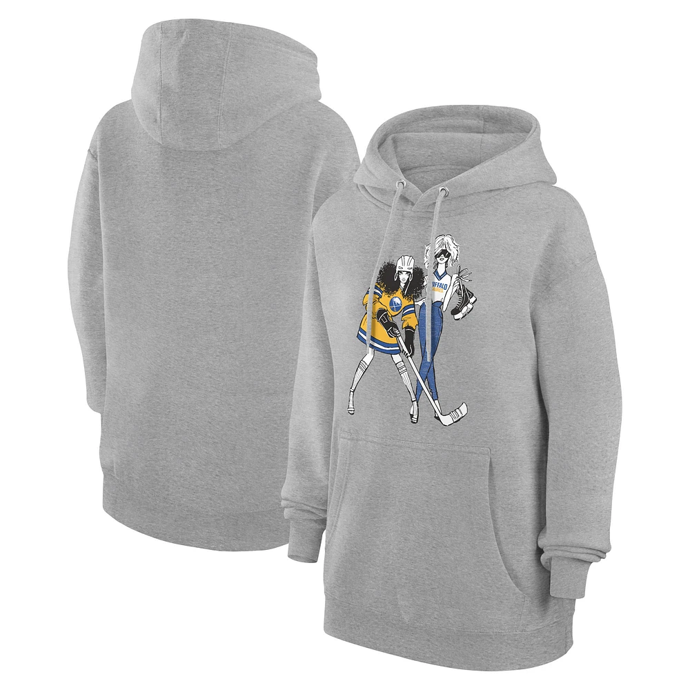 Women's G-III 4Her by Carl Banks Heather Gray Buffalo Sabres Hockey Girls Fleece Pullover Hoodie