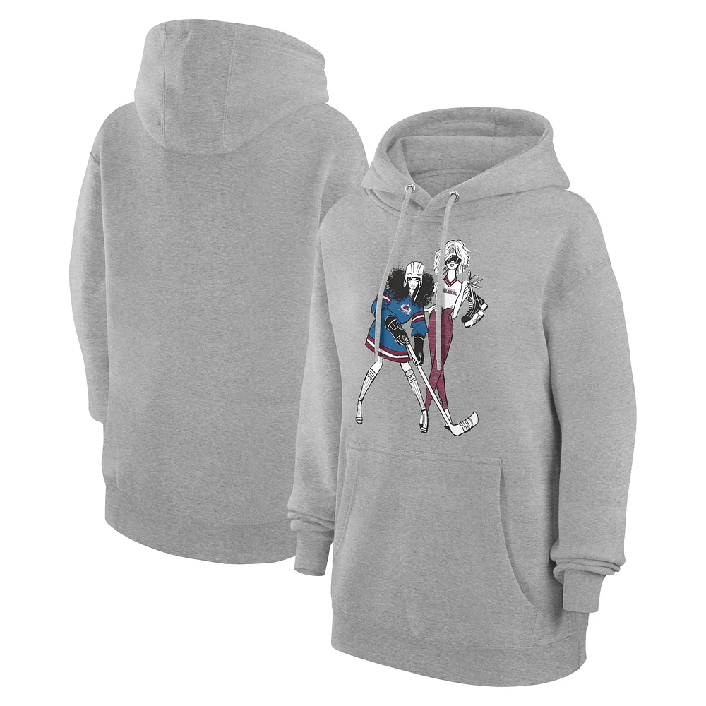 Women's G-III 4Her by Carl Banks Heather Gray Colorado Avalanche Hockey Girls Fleece Pullover Hoodie