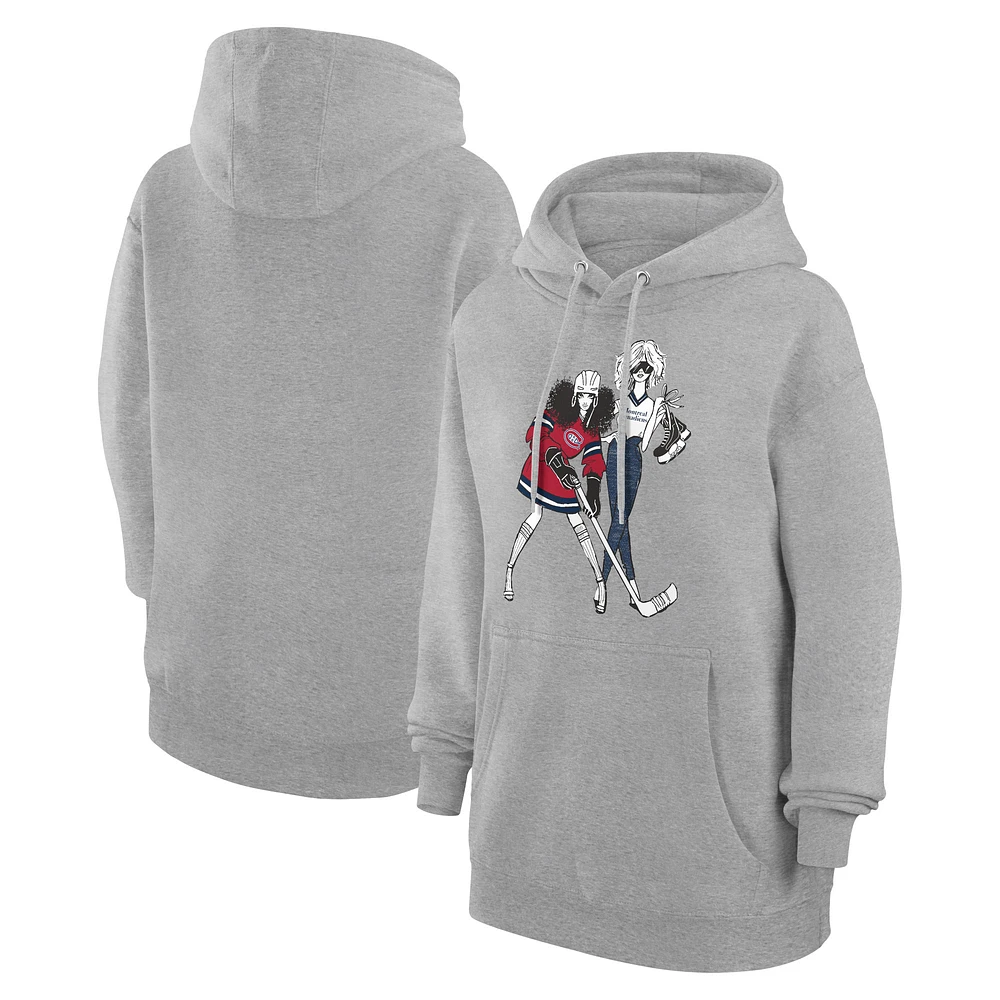 Women's G-III 4Her by Carl Banks Heather Gray Montreal Canadiens Hockey Girls Fleece Pullover Hoodie