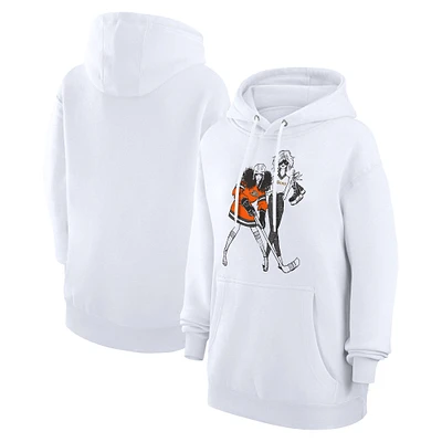 Women's G-III 4Her by Carl Banks White Anaheim Ducks Hockey Girls Fleece Pullover Hoodie