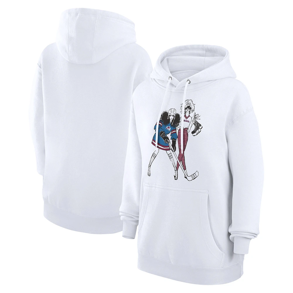 Women's G-III 4Her by Carl Banks White Colorado Avalanche Hockey Girls Fleece Pullover Hoodie