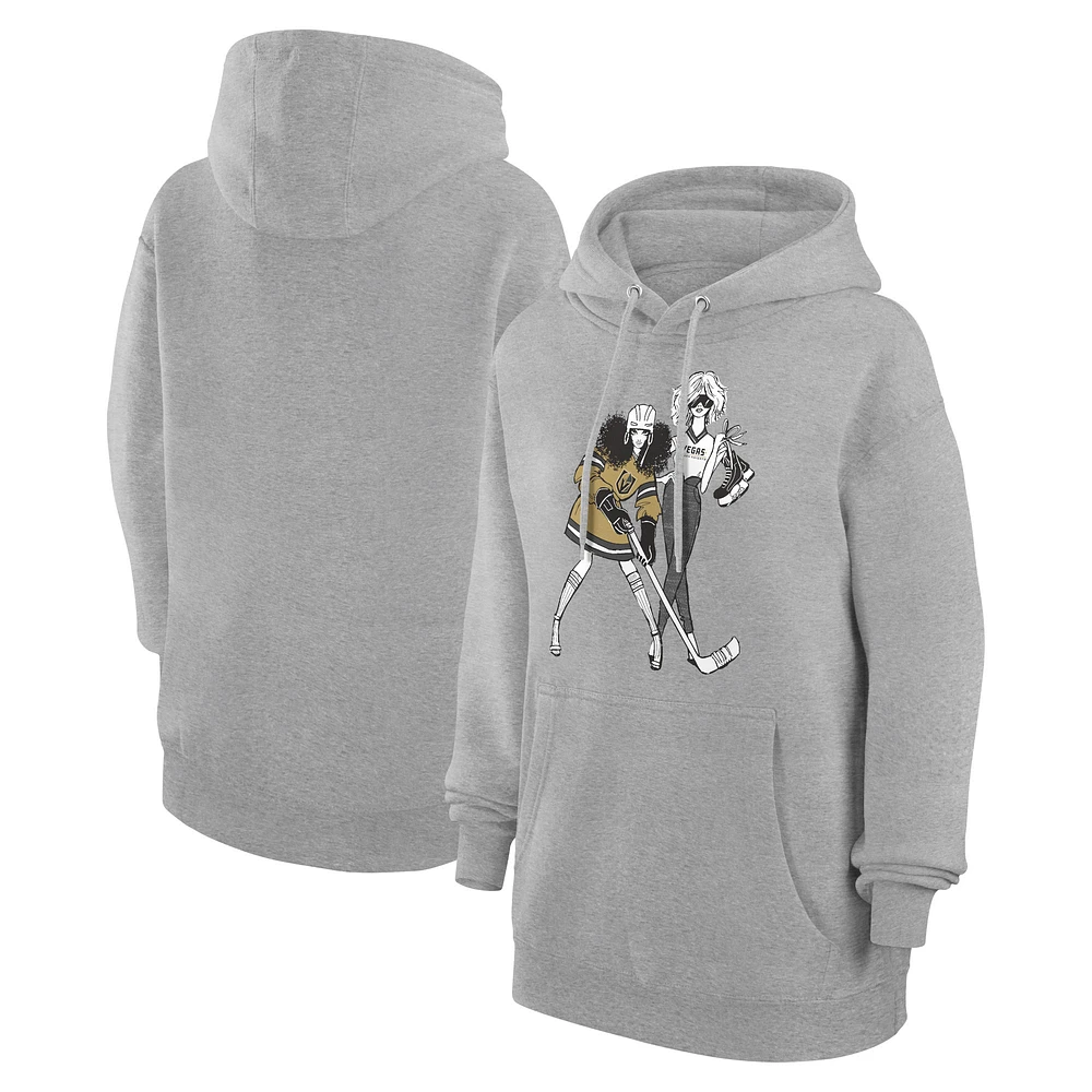 Women's G-III 4Her by Carl Banks Heather Gray Vegas Golden Knights Hockey Girls Fleece Pullover Hoodie