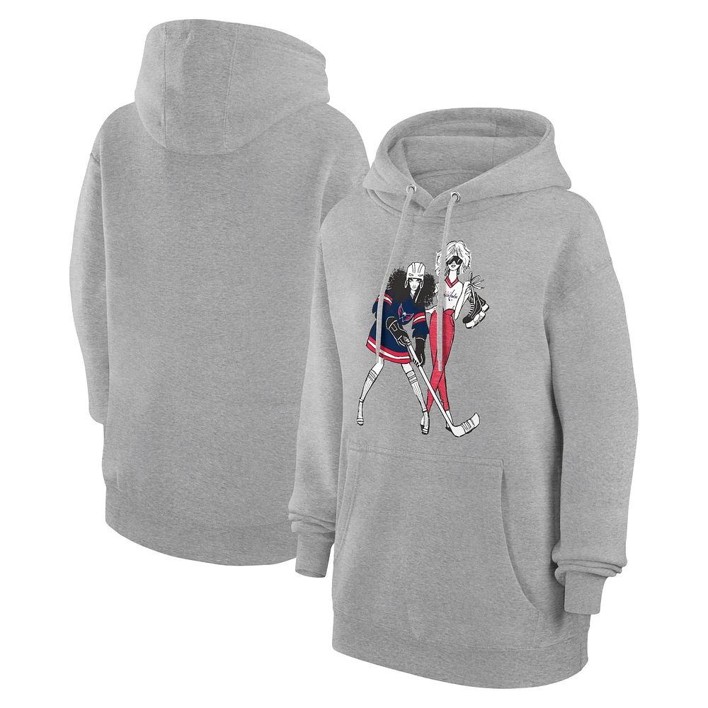 Women's G-III 4Her by Carl Banks Heather Gray Washington Capitals Hockey Girls Fleece Pullover Hoodie