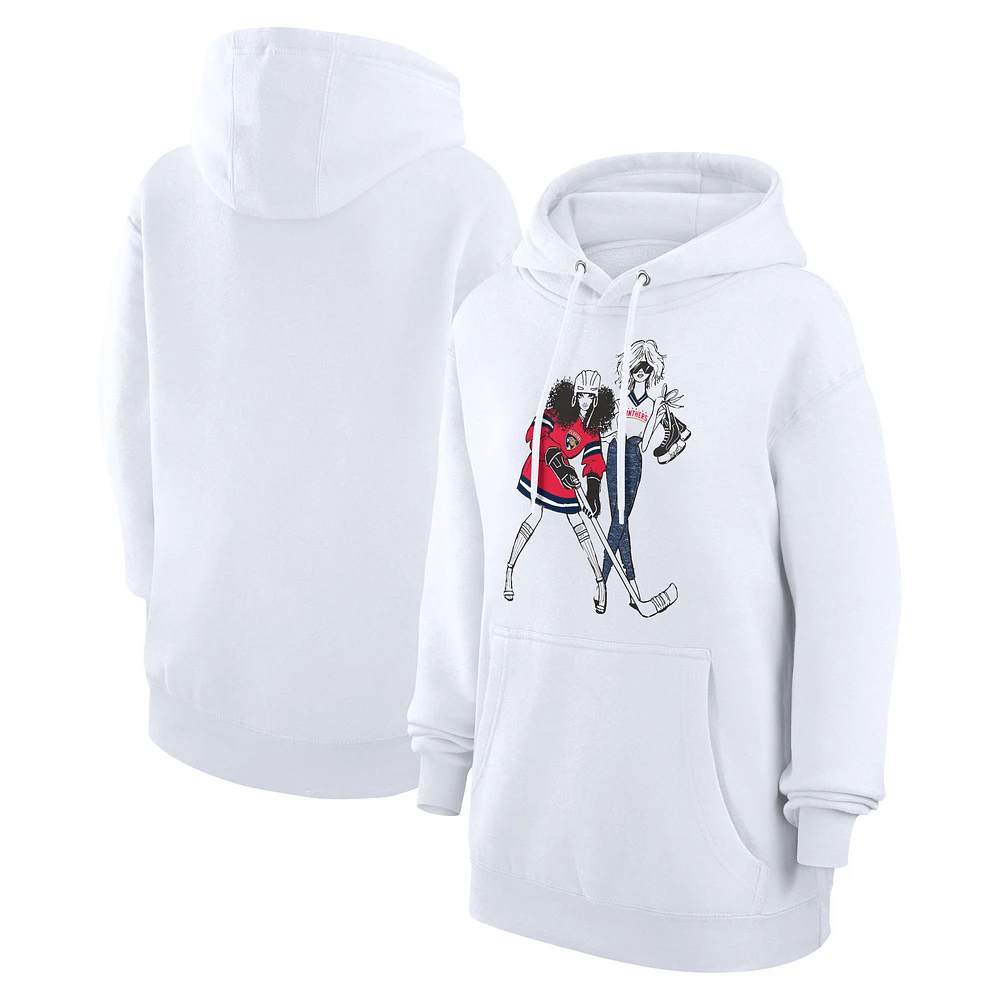 Women's G-III 4Her by Carl Banks White Florida Panthers Hockey Girls Fleece Pullover Hoodie