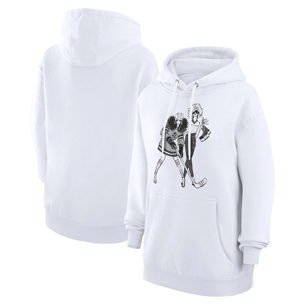 Women's G-III 4Her by Carl Banks White Los Angeles Kings Hockey Girls Fleece Pullover Hoodie