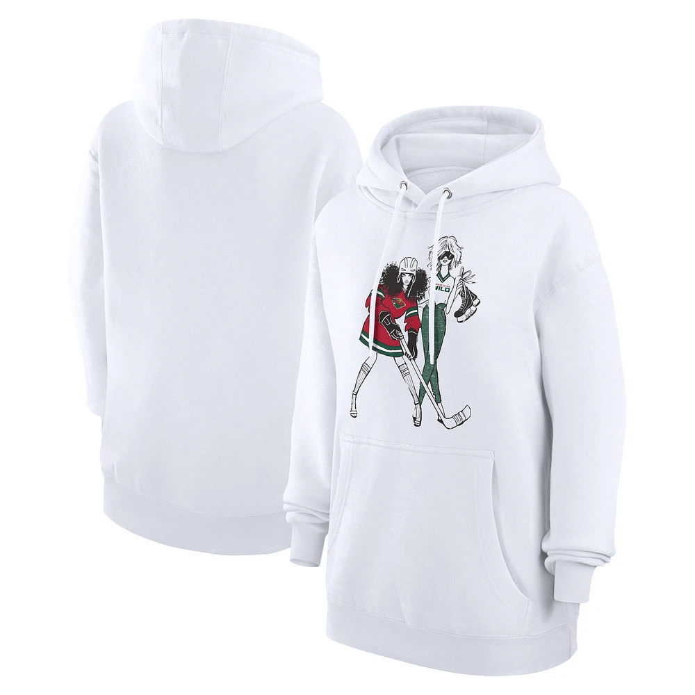 Women's G-III 4Her by Carl Banks White Minnesota Wild Hockey Girls Fleece Pullover Hoodie