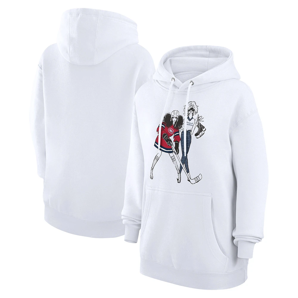 Women's G-III 4Her by Carl Banks White Montreal Canadiens Hockey Girls Fleece Pullover Hoodie