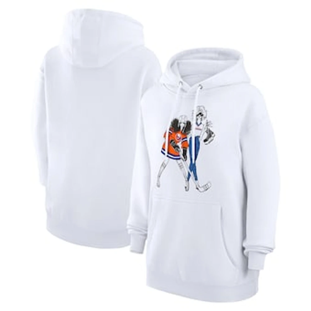 Women's G-III 4Her by Carl Banks White New York Islanders Hockey Girls Fleece Pullover Hoodie