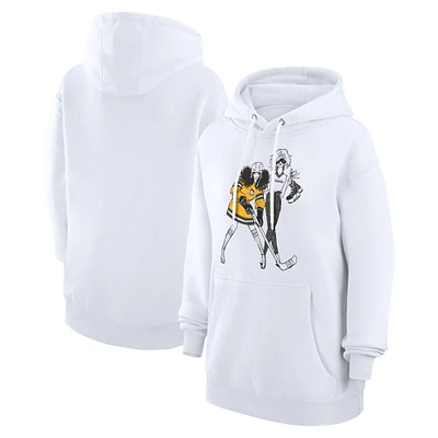 Women's G-III 4Her by Carl Banks White Pittsburgh Penguins Hockey Girls Fleece Pullover Hoodie
